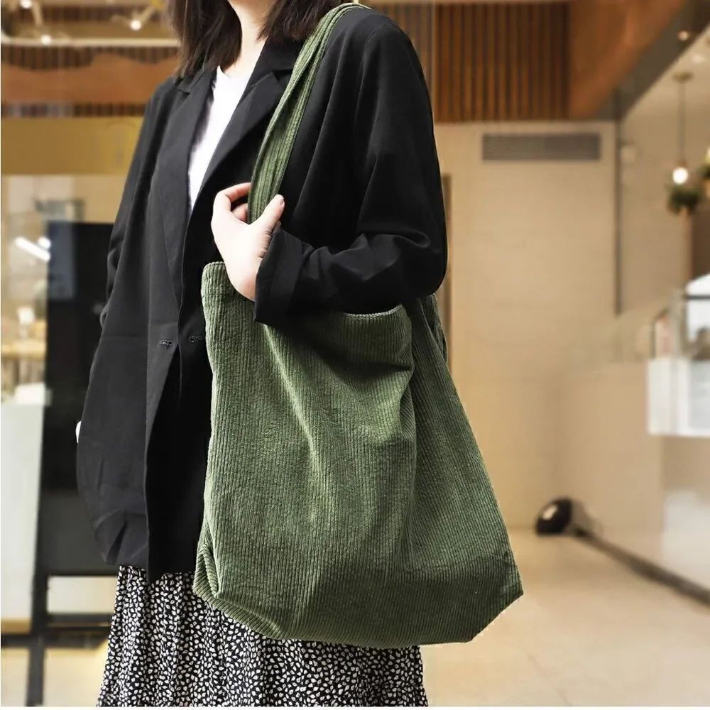 Green Corduroy Shoulder Bag 